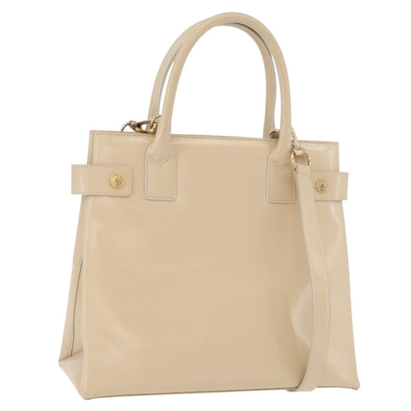 GUCCI Handtasche Lackleder 2-Wege Beige Gold Auth 182480