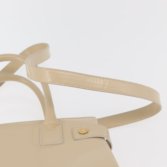 GUCCI Handtasche Lackleder 2-Wege Beige Gold Auth 182480