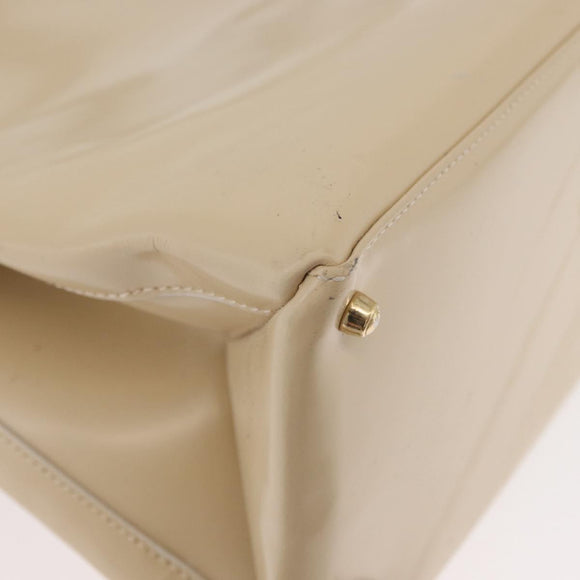 GUCCI Handtasche Lackleder 2-Wege Beige Gold Auth 182480