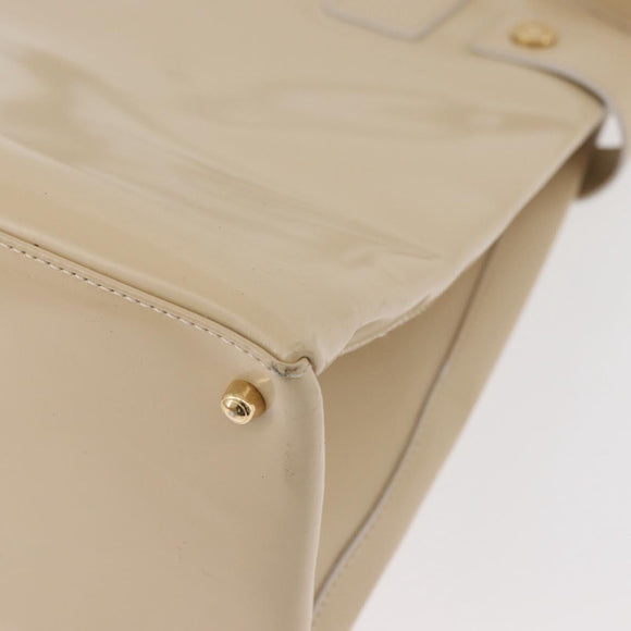 GUCCI Handtasche Lackleder 2-Wege Beige Gold Auth 182480