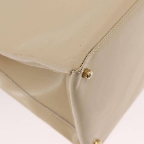 GUCCI Handtasche Lackleder 2-Wege Beige Gold Auth 182480