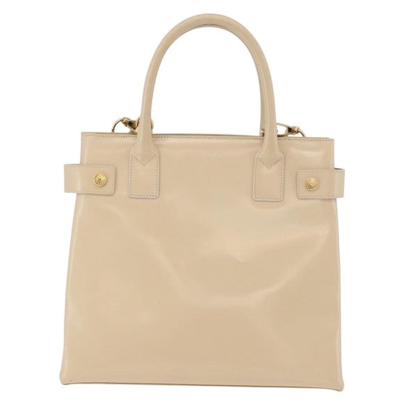 GUCCI Handtasche Lackleder 2-Wege Beige Gold Auth 182480