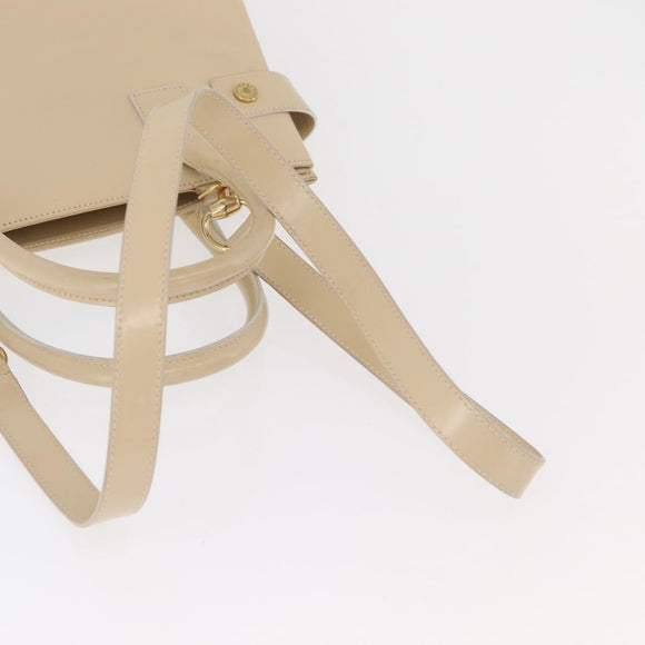 GUCCI Handtasche Lackleder 2-Wege Beige Gold Auth 182480
