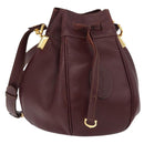 CARTIER Must Line Purse Shoulder Bag Leather Bordeaux Gold Auth 182482-1