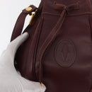 CARTIER Must Line Purse Shoulder Bag Leather Bordeaux Gold Auth 182482-17