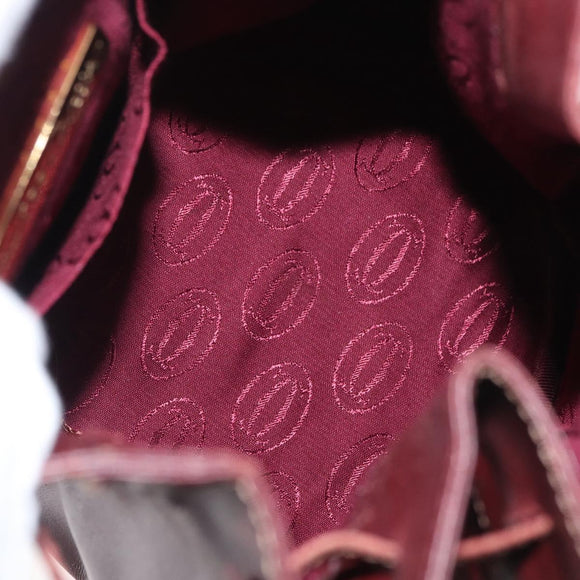 CARTIER Must Line Purse Shoulder Bag Leather Bordeaux Gold Auth 182482