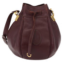 CARTIER Must Line Purse Shoulder Bag Leather Bordeaux Gold Auth 182482-13