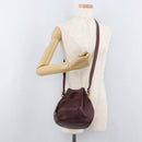 CARTIER Must Line Purse Shoulder Bag Leather Bordeaux Gold Auth 182482-21