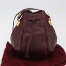 CARTIER Must Line Purse Shoulder Bag Leather Bordeaux Gold Auth 182482-12