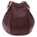 CARTIER Must Line Purse Shoulder Bag Leather Bordeaux Gold Auth 182482-2