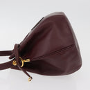 CARTIER Must Line Purse Shoulder Bag Leather Bordeaux Gold Auth 182482-4