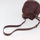 CARTIER Must Line Purse Shoulder Bag Leather Bordeaux Gold Auth 182482-7