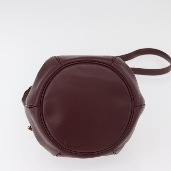 CARTIER Must Line Purse Shoulder Bag Leather Bordeaux Gold Auth 182482