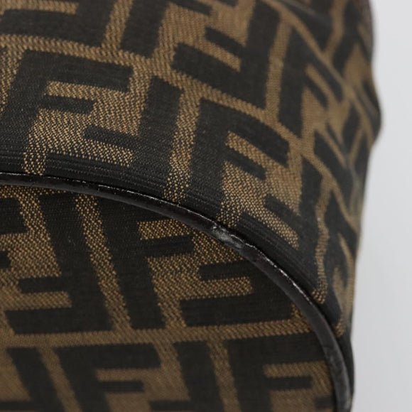 FENDI Zucca Canvas Vanity Handtasche Schwarz Braun Auth 182483