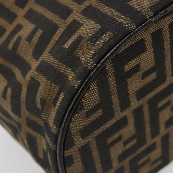 FENDI Zucca Canvas Vanity Handtasche Schwarz Braun Auth 182483