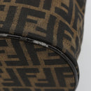 FENDI Zucca Canvas Vanity Handtasche Schwarz Braun Auth 182483-9