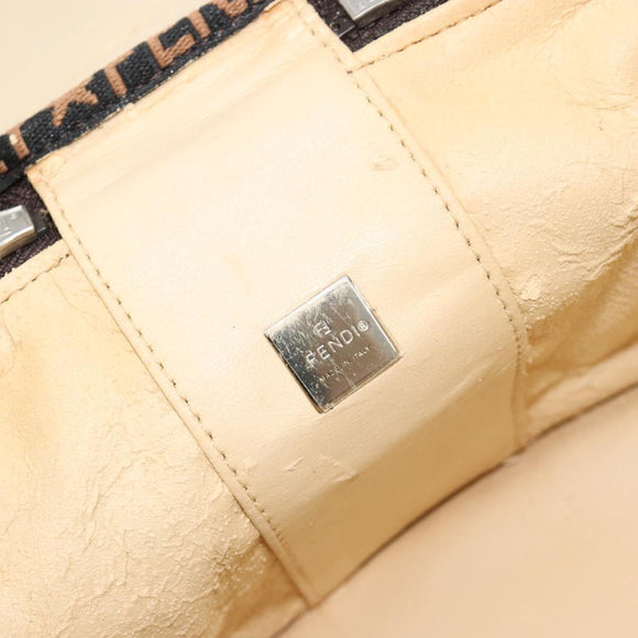 FENDI Zucca Canvas Vanity Handtasche Schwarz Braun Auth 182483