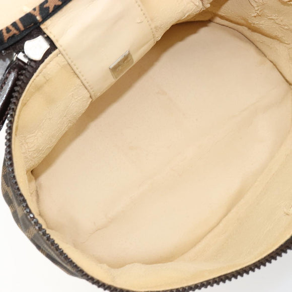 FENDI Zucca Canvas Vanity Handtasche Schwarz Braun Auth 182483