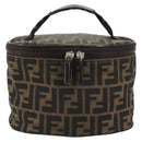 FENDI Zucca Canvas Vanity Handtasche Schwarz Braun Auth 182483-13