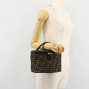 FENDI Zucca Canvas Vanity Handtasche Schwarz Braun Auth 182483-21