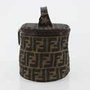 FENDI Zucca Canvas Vanity Handtasche Schwarz Braun Auth 182483-3