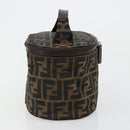 FENDI Zucca Canvas Vanity Handtasche Schwarz Braun Auth 182483-4