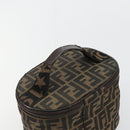FENDI Zucca Canvas Vanity Handtasche Schwarz Braun Auth 182483-6
