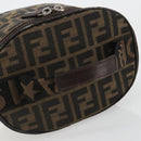 FENDI Zucca Canvas Vanity Handtasche Schwarz Braun Auth 182483-7