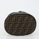 FENDI Zucca Canvas Vanity Handtasche Schwarz Braun Auth 182483-5