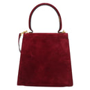 Salvatore Ferragamo Gancini Hand Bag Suede 2way Red Gold Auth 182485-3