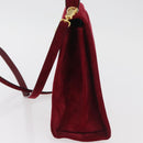 Salvatore Ferragamo Gancini Hand Bag Suede 2way Red Gold Auth 182485-4