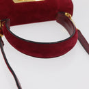 Salvatore Ferragamo Gancini Hand Bag Suede 2way Red Gold Auth 182485-7
