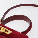 Salvatore Ferragamo Gancini Hand Bag Suede 2way Red Gold Auth 182485-8