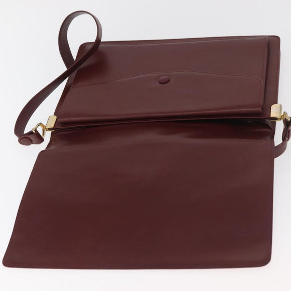 CARTIER Must Line Schoudertas Leer Bordeaux Goud Origineel 182486