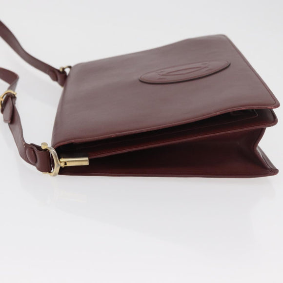CARTIER Must Line Schoudertas Leer Bordeaux Goud Origineel 182486