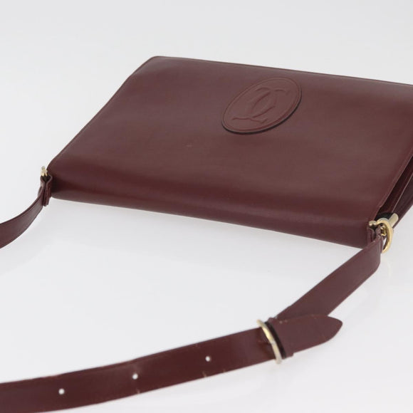CARTIER Must Line Schoudertas Leer Bordeaux Goud Origineel 182486