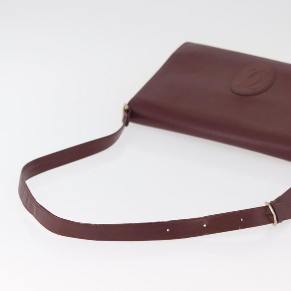 CARTIER Must Line Schoudertas Leer Bordeaux Goud Origineel 182486