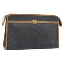 Christian Dior Honingraat Canvas Clutch Tas PVC Zwart Goud Auth 182487-1