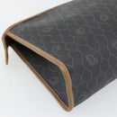 Christian Dior Honingraat Canvas Clutch Tas PVC Zwart Goud Auth 182487-16