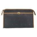 Christian Dior Honingraat Canvas Clutch Tas PVC Zwart Goud Auth 182487-13