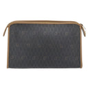 Christian Dior Honingraat Canvas Clutch Tas PVC Zwart Goud Auth 182487-2