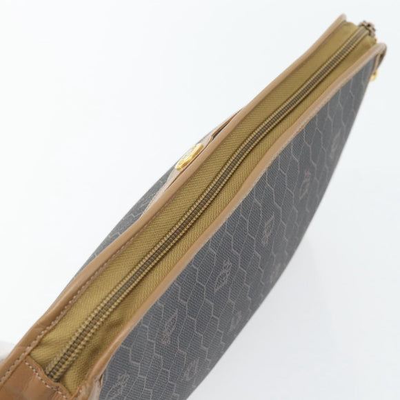 Christian Dior Honingraat Canvas Clutch Tas PVC Zwart Goud Auth 182487