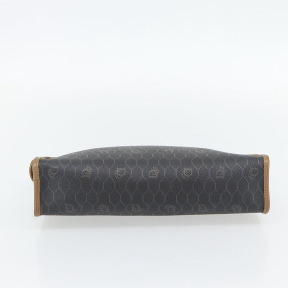 Christian Dior Honingraat Canvas Clutch Tas PVC Zwart Goud Auth 182487