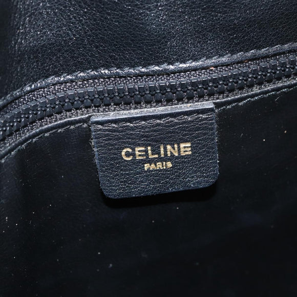 CELINE Shoulder Bag Leather Black Gold Auth 182488