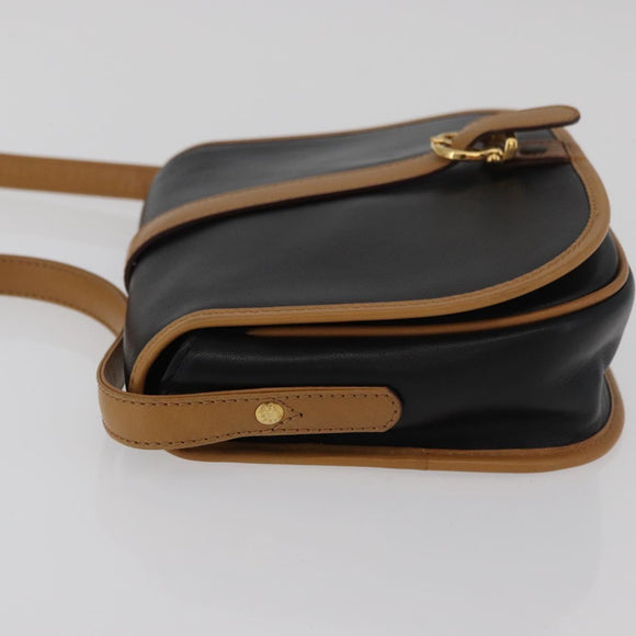 CELINE Shoulder Bag Leather Black Gold Auth 182488