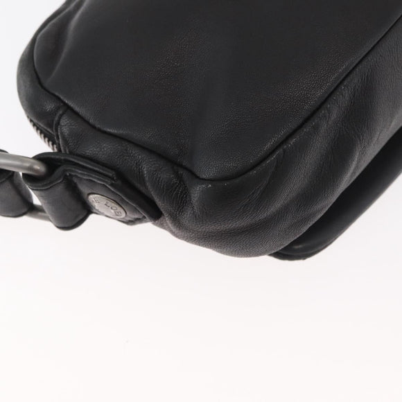 LOEWE Anagram Clutch Bag Leather Black Silver Auth 182493