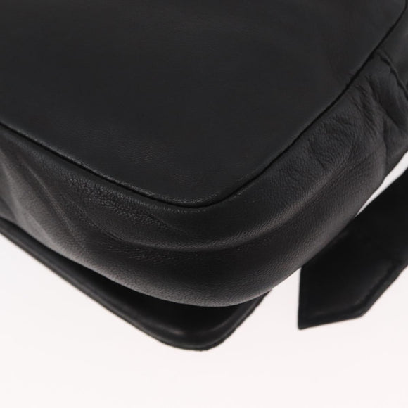 LOEWE Anagram Clutch Bag Leather Black Silver Auth 182493