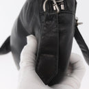 LOEWE Anagram Clutch Bag Leather Black Silver Auth 182493-9