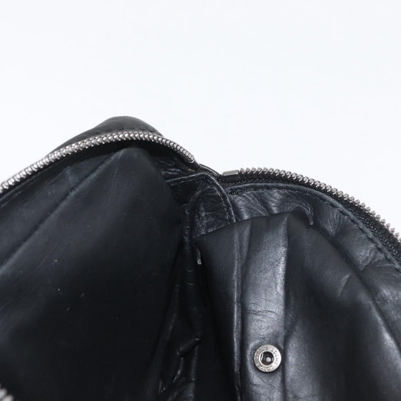 LOEWE Anagram Clutch Bag Leather Black Silver Auth 182493
