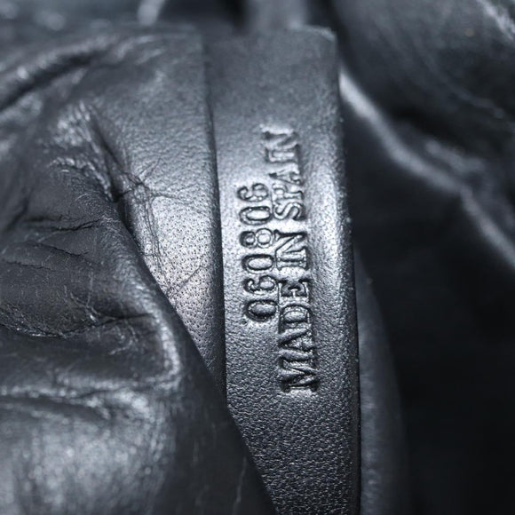 LOEWE Anagram Clutch Bag Leather Black Silver Auth 182493